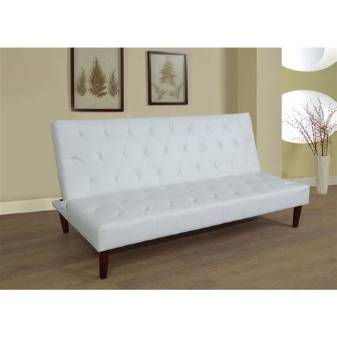 White Faux Leather Convertible Sofa Bed Futon-SH2008 - The Home Depot