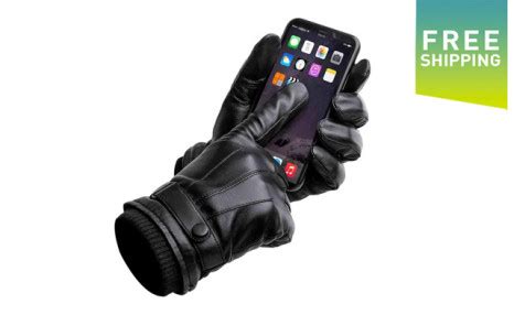 $20.95 for Men's Touchscreen Leather Gloves (a $45 Value) | WagJag