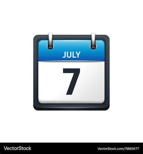 July 7 Calendar icon flat Royalty Free Vector Image