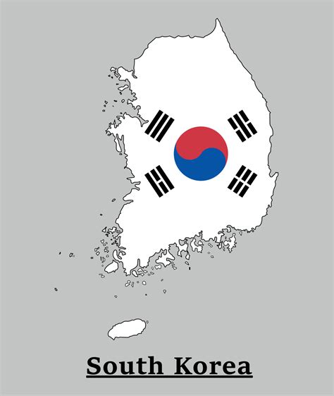 South Korea National Flag Map Design, Illustration Of South Korea Country Flag Inside The Map ...