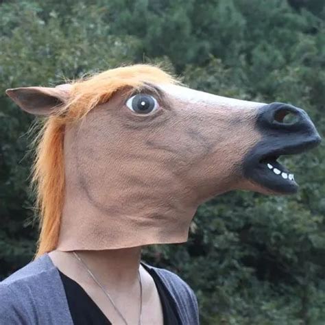 Hot selling Creepy Horse Mask Head Halloween / Christmas Costume Theater Prop Novelty Latex ...