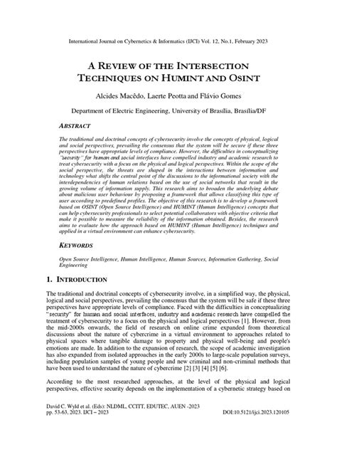 A Review of The Intersection Techniques On Humint and Osint | PDF | Computer Security | Security