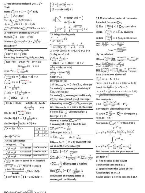 Calc 2 Cheatsheet