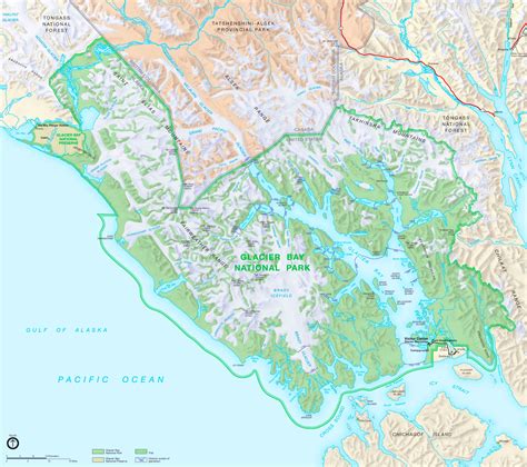 Detailed map of Glacier Bay National Park - Ontheworldmap.com