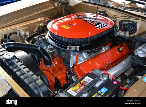 A Dodge 440 Six Pack engine on display at a car show Stock Photo - Alamy