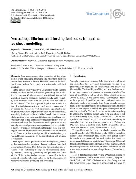 (PDF) Neutral equilibrium and forcing feedbacks in marine ice sheet ...