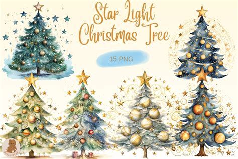 Star Light Christmas Tree Bundle Graphic by bellybear2023 · Creative ...