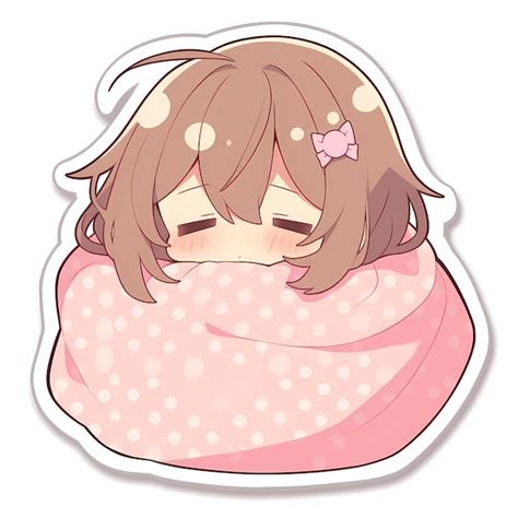 Premium AI Image | Kawaii Sleepy Blanket Girl Chibi Anime Vector Art Sticker with Clean Bold ...