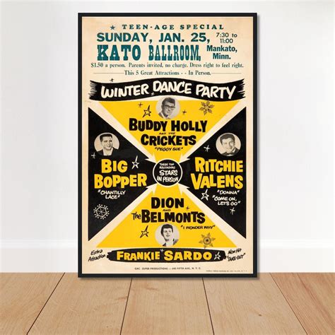 Buddy Holly Big Bopper Ritchie Valens 1959 Concert 50s Print Poster ...