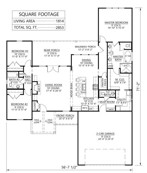 Farmhouse Style House Plan - 3 Beds 2.5 Baths 1814 Sq/Ft Plan #1074-1 ...