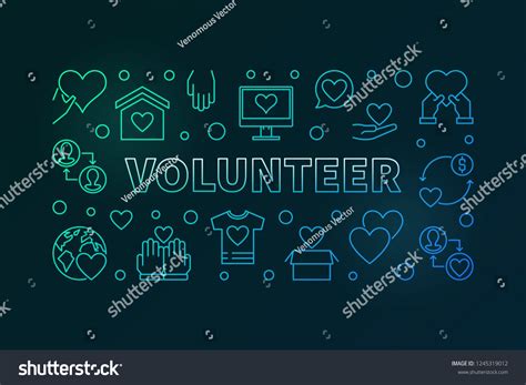 Volunteer Outline Vector Colored Illustration Charity Stock Vector ...