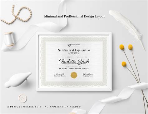 Canva Certificate of Appreciation Template Minimalist Course ...