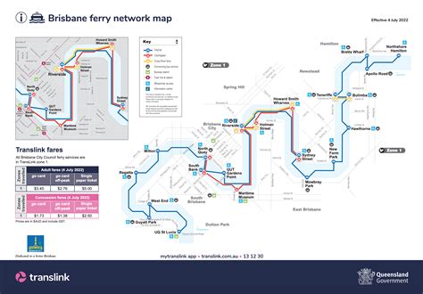 Brisbane Ferry Timetable Map