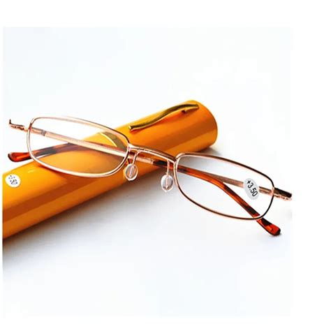 Ultra Slim Pen Reading Glasses With Hard Tube Case Travel Reader Metal Frame Eyeglasses Oculos ...