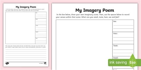 My Imagery Poem Activity Sheet, Imagery Poetry - Twinkl