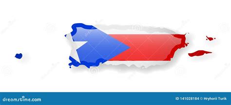 Puerto Rico Flag and Outline of the Country on a White Background Stock Illustration ...