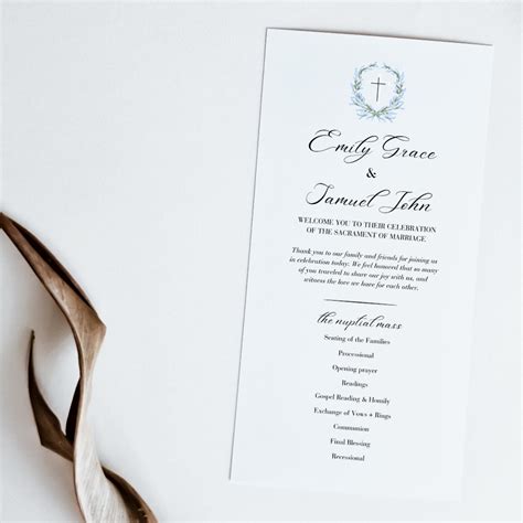 Printable Catholic Wedding Program Template Instant Download - Etsy