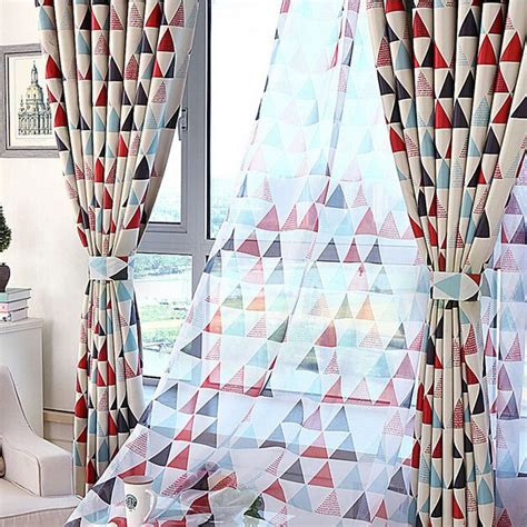 On Sale Poly/Cotton Red Triangle Geometric Curtains | Geometric curtains, Curtains, Red and ...