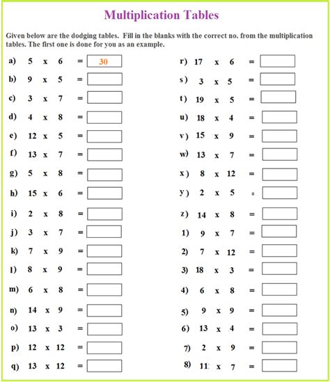 Trudiogmor: 8 Time Tables Chart