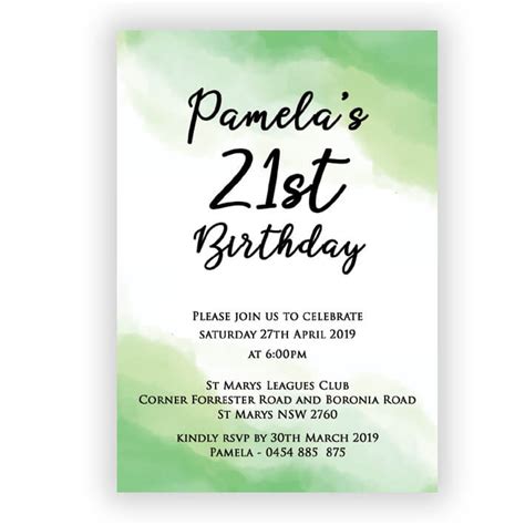 Green Birthday Invitation Templates