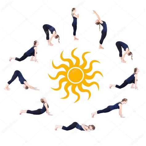 Steps of Yoga surya namaskar sun salutation — Stock Photo © byheaven #6162210