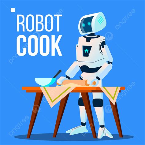 Cooking Robot Vector Design Images, Robot Cook Cooking Food Vector Isolated Illustration ...