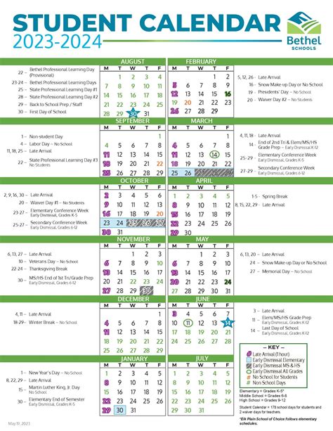 Bethel School District Calendar 2024 (Holiday Breaks)