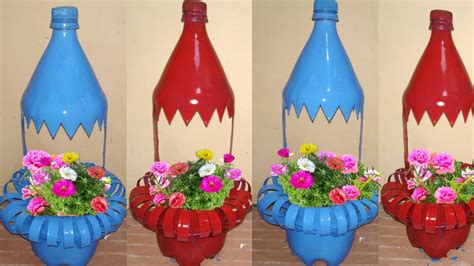 the ideas of recycling plastic bottle to make beautiful flower pots at home | plastic bottle ...