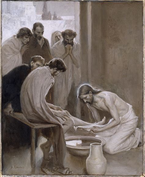 Jesus Washing The Feet Of His Disciples Painting by Albert Edelfelt