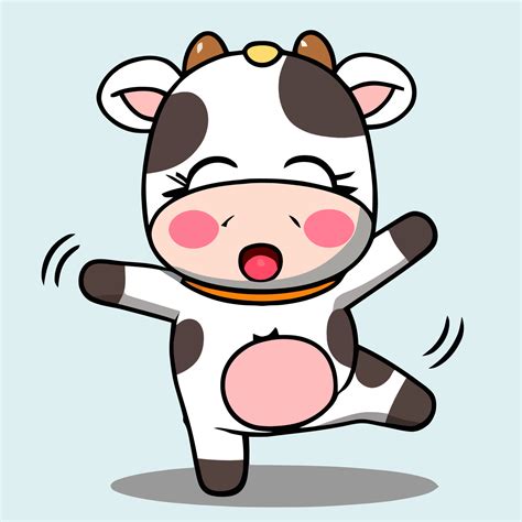 Cute chibi cow kawaii illustration cow farm icon graphic 17048014 ...