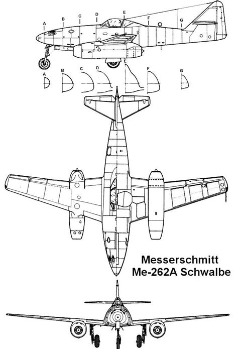 Messerschmitt Me 262A 3V | Plane drawing, Messerschmitt me 262 ...