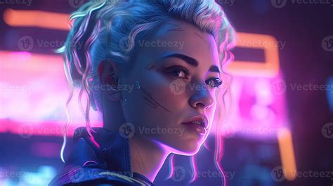 cyberpunk woman portrait, digital art illustration, 23144381 Stock Photo at Vecteezy