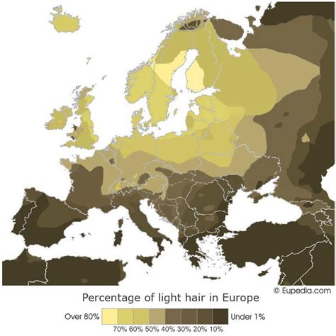 Percentage of light hair in Europe : r/europe