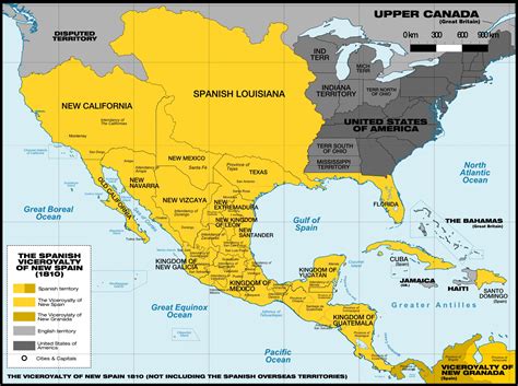 The spanish viceroyalty of New Spain (1810) - Vivid Maps