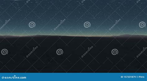 360 Degree Starry Night Sky Texture, Night Desert Landscape. Equirectangular Projection ...