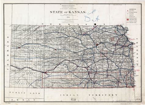 Large Detailed Old Map Of Kansas State With Railroads Poster X ...