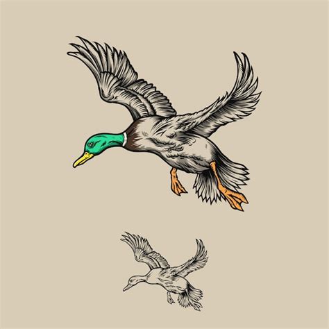 Premium Vector | Hand drawn flying duck illustration