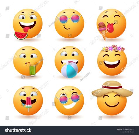 Summer Emoji Vector Set Design Emojis Stock Vector (Royalty Free ...