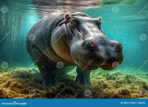 Hippo underwater stock illustration. Illustration of nature - 285171842