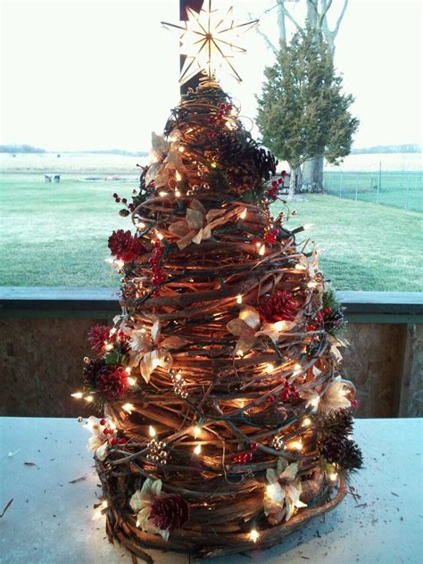 Grapevine tree made by my boyfriend and decorated by me! | Tomato cage ...