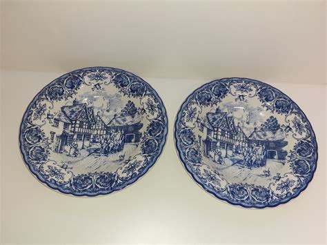 Vintage Staffordshire Tableware Blue White Staffordshire Life Pattern ...