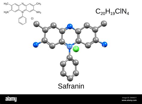 Chemical formula, structural formula and 3D ball-and-stick model of ...