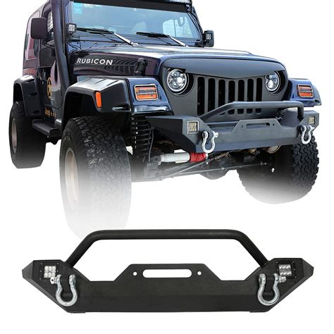 Buy u-Box Jeep Wrangler YJ Front Bumper w/Winch Plate & LED Lights & D Rings Rock Crawler for ...