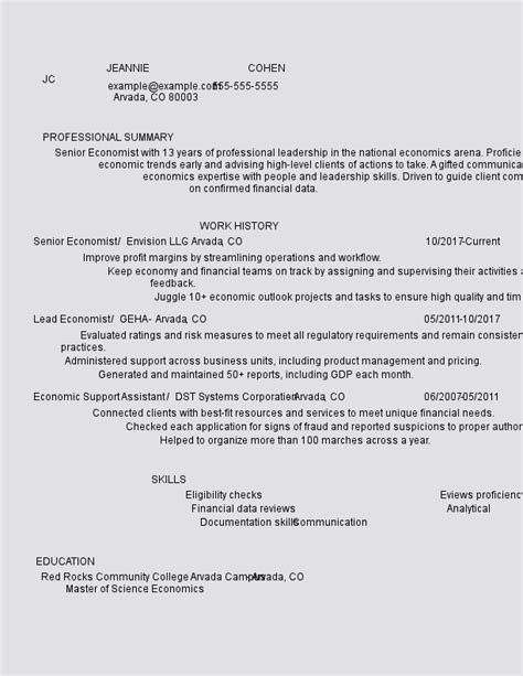 Economist Resume Examples | Sciences | Resume-Now