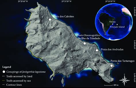 Trindade Island in the South Atlantic Ocean with the location of... | Download Scientific Diagram