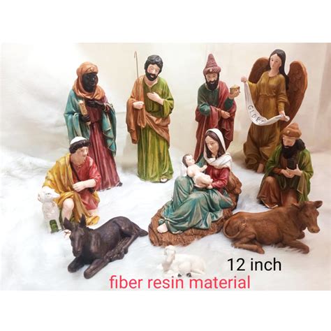 NATIVITY SET CHRISTMAS BELEN JESUS FIBER RESIN 12" by LIMAN GLASS ...