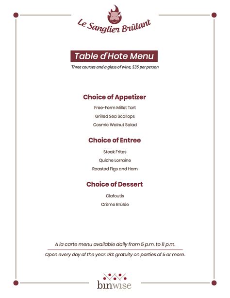 Table d’Hote Menu: Meaning, Pronunciation, and Sample Menu