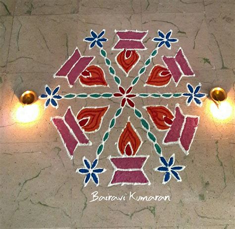 Deepam kolam || Diya rangoli with 15 dots – Kolams of India