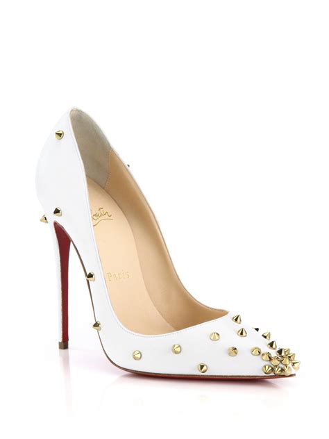 Lyst - Christian louboutin Degraspike Studded Leather Pumps in White