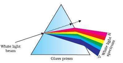 Explain the phenomenon of dispersion of white light through a glass prism, using suitable ray ...